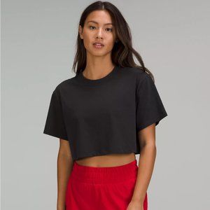 Lululemon All Yours Black Cropped Tshirt.